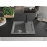 Mexen Enzo 1-bowl granite sink with drainer and Rita kitchen faucet, gray - 6506-71-670300-70