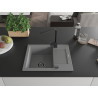 Mexen Enzo single-bowl granite sink with drainer and Rita kitchen faucet, gray - 6506-71-670300-70-B