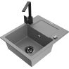 Mexen Enzo granite kitchen sink 1-bowl with drainer and kitchen faucet Rita, gray - 6506-71-670300-70-B