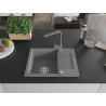 Mexen Enzo granite single-bowl sink with drainer and Rita kitchen faucet, gray - 6506-71-670300-71