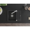 Mexen Enzo granite sink 1-bowl with drainer and Rita kitchen tap, black/silver metallic - 6506-73-670300-00