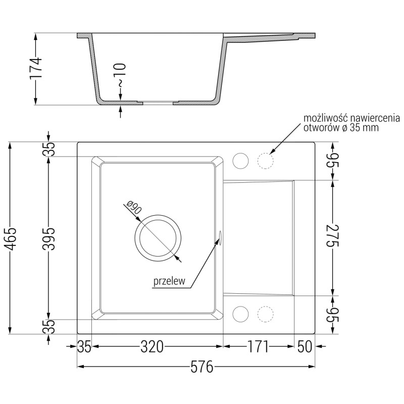 Mexen Enzo granite kitchen sink 1-bowl with drainer and Rita kitchen faucet, black/silver metallic - 6506-73-670300-50