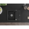 Mexen Enzo granite sink 1-bowl with drainer and kitchen tap Rita, black/silver metallic - 6506-73-670300-70