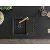 Mexen Enzo 1-bowl granite sink with drainer and Rita kitchen faucet, black/gold metallic - 6506-75-670300-50-B