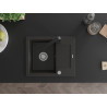 Mexen Enzo 1-bowl granite sink with drainer and Rita kitchen faucet, black/golden metallic - 6506-75-670300-70