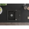 Mexen Enzo 1-bowl granite sink with drainer and Rita kitchen tap, black/gold metallic - 6506-75-670300-70