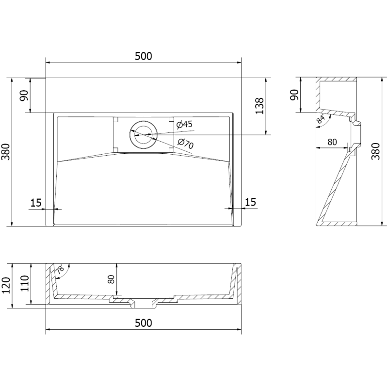 Mexen Ava countertop basin made of conglomerate B/O 50 x 38 cm, white - 23015000