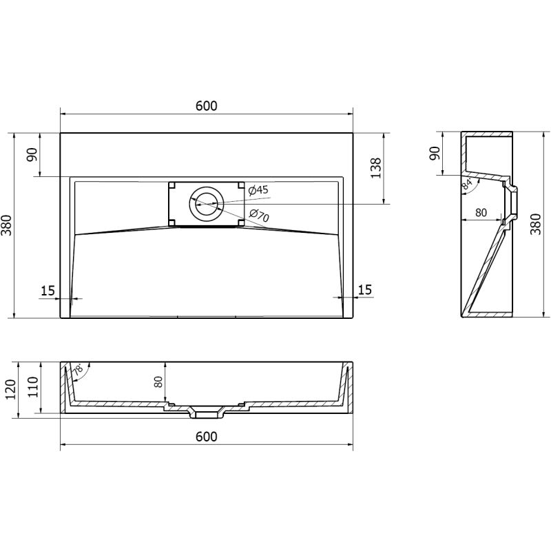 Mexen Ava countertop washbasin made of composite B/O 60 x 38 cm, white - 23016000
