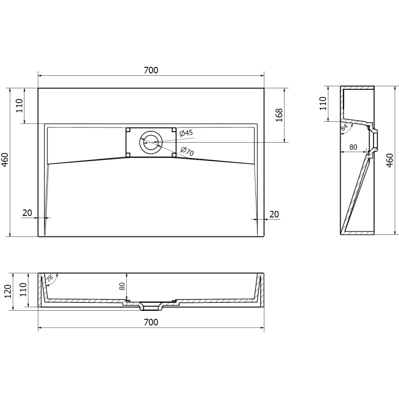 Mexen Ava countertop washbasin made of conglomerate B/O 70 x 46 cm, white - 23017000