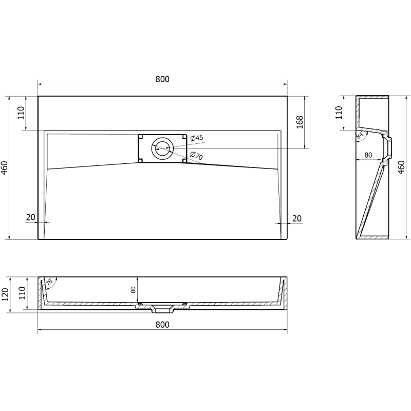 Mexen Ava countertop washbasin made of composite B/O 80 x 46 cm, white - 23018000