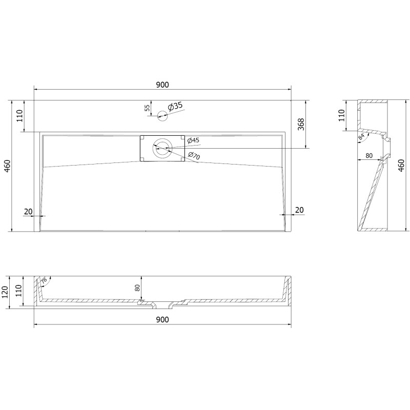 Mexen Ava countertop washbasin from composite B/O 90 x 46 cm, white - 23019000
