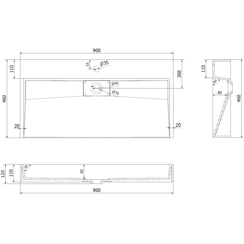 Mexen Ava Countertop Washbasin Made of Conglomerate B/O 90 x 46 cm, White - 23019000