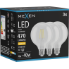 Mexen Vintis 3x LED Filament Bulb E27, G95, 4W, Warm - 2700K, 470 lm, clear - L157-E27-0427-00x03