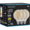 Mexen Vintis 3x LED filament bulb E27, G95, 6W, Warm - 2700K, 600 lm, amber - L157-E27-0627-50x03