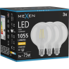 Mexen Vintis 3x LED Filament Bulb E27, G95, 8W, Warm - 2700K, 1055 lm, clear - L157-E27-0827-00x03