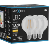 Mexen Vintis 3x LED Filament Bulb E27, G95, 10W, Warm - 2700K, 1320 lm, clear - L157-E27-1027-00x03