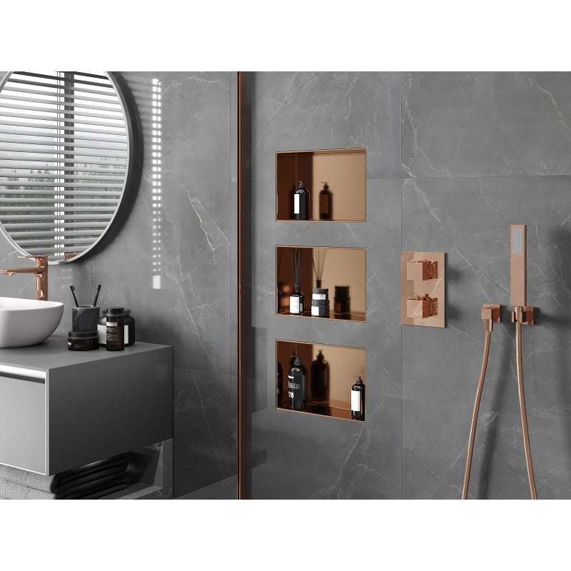 Mexen X-Wall-NR niche shelf without flange 30 x 20 cm, brushed copper - 19C1302010