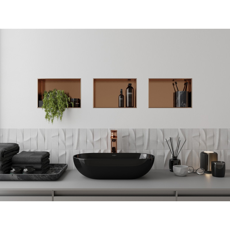 Mexen X-Wall-NR niche shelf without flange 30 x 20 cm, brushed copper - 19C1302010