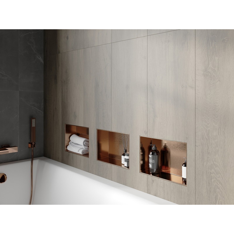Mexen X-Wall-NR niche shelf without flange 30 x 20 cm, brushed copper - 19C1302010