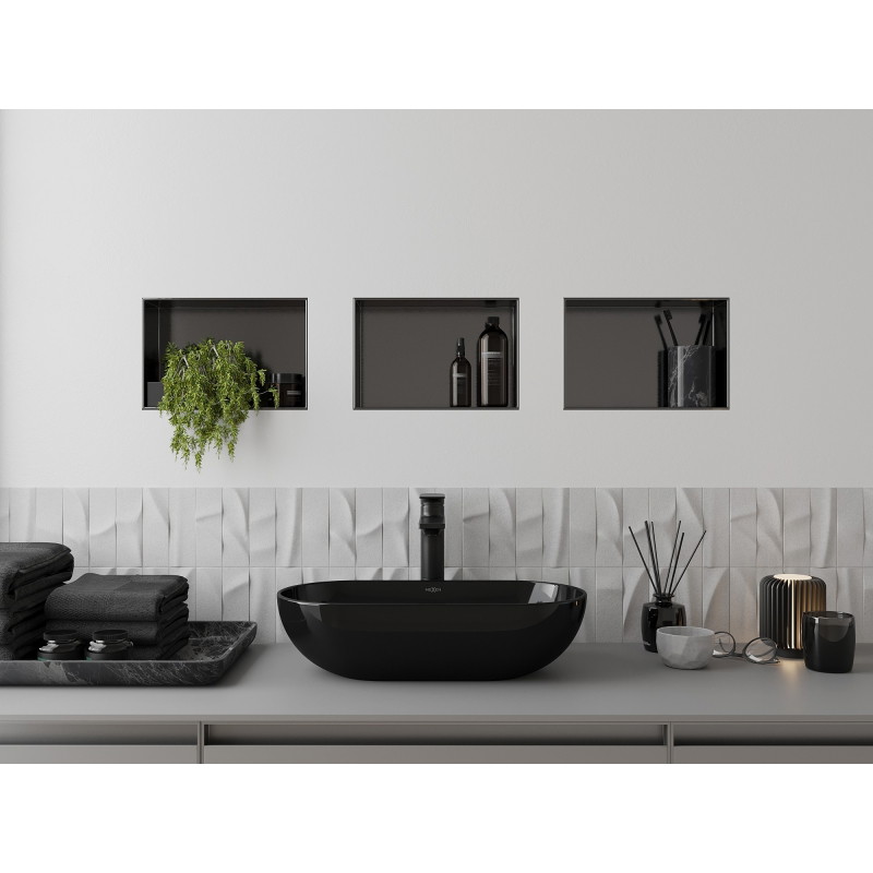 Mexen X-Wall-NR recessed shelf without flange 30 x 20 cm, brushed gun gray - 19E1302010