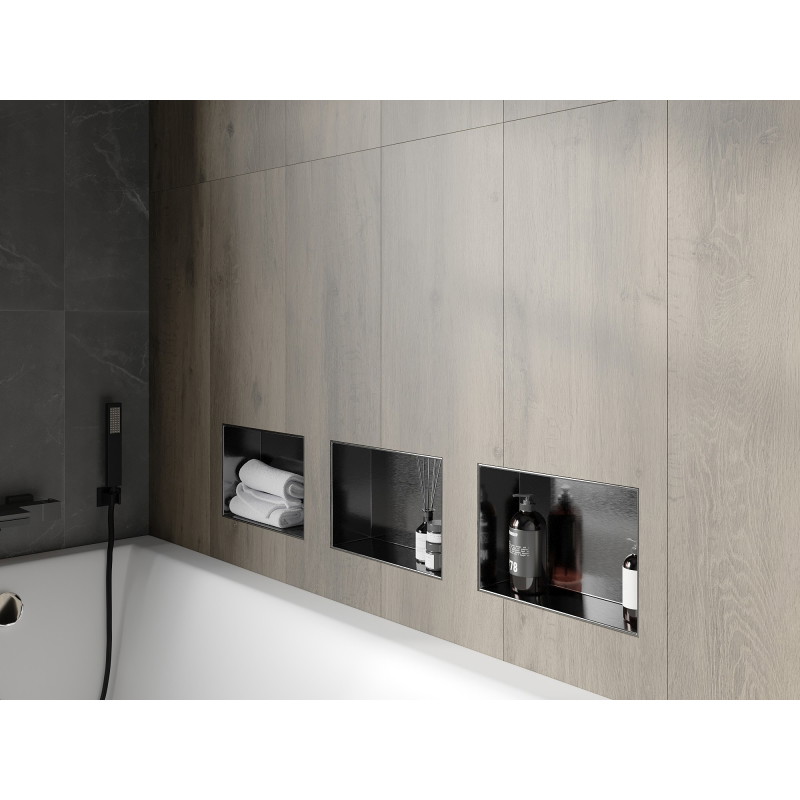 Mexen X-Wall-NR recessed shelf without flange 30 x 20 cm, brushed gun gray - 19E1302010
