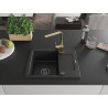 Mexen Enzo 1-bowl granite sink with drainer and kitchen faucet Rita, black - 6506-77-670300-50-B