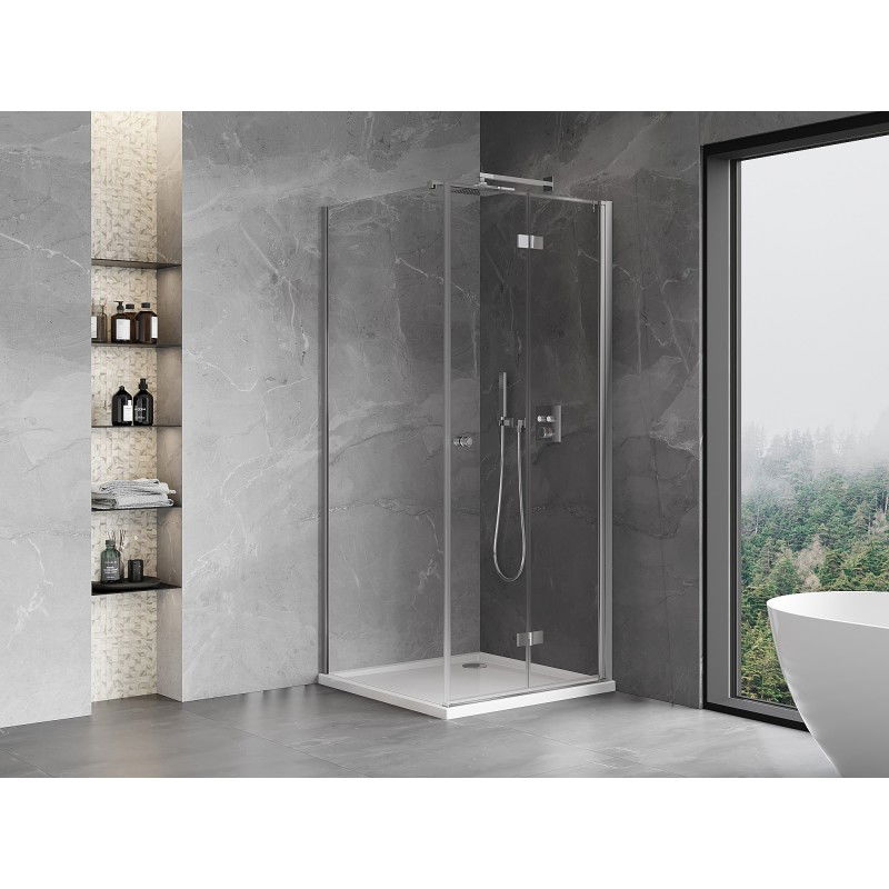 Mexen Mist-F folding shower cabin right 75 x 75 cm, transparent, chrome - 8A6T-075-075-01-00-P