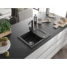Mexen Enzo granite sink 1-bowl with drainer and Rita kitchen tap, black - 6506-77-670300-70