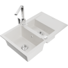 Mexen Gaspar granite sink 1.5-bowl with drainer and kitchen tap Rita, white - 6507-20-670300-00