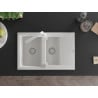 Mexen Gaspar granite sink 1.5-bowl with drainer and Rita kitchen tap, white - 6507-20-670300-20