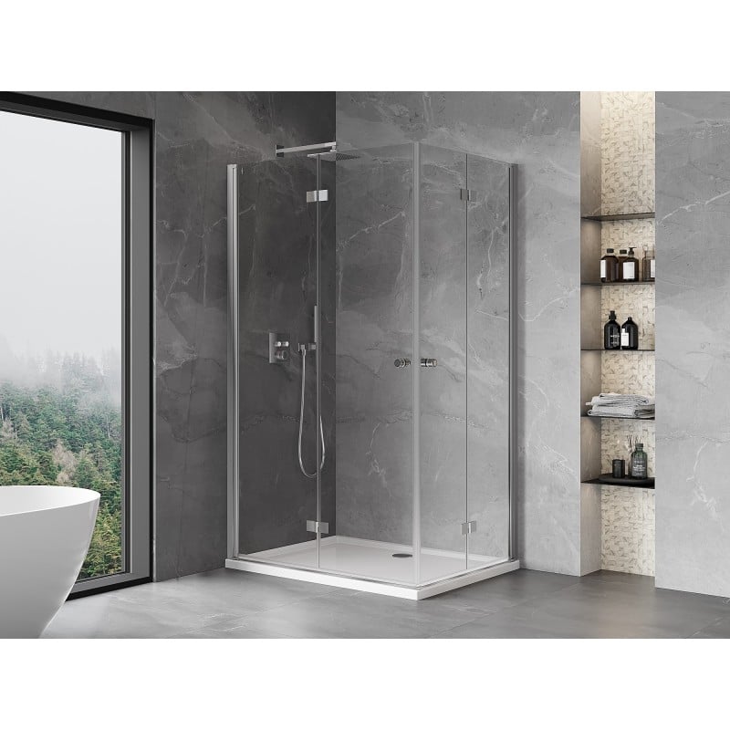 Mexen Mist-F Duo foldable left shower cabin 90 x 70 cm, transparent, chrome - 8A6-090L-070P-01-00