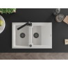 Mexen Gaspar granite sink 1.5-bowl with drainer and Rita kitchen faucet, white - 6507-20-670300-70
