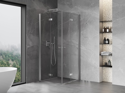 Mexen Mist-F Duo folding shower cabin 80 x 80 cm, transparent, chrome - 8A6-080L-080P-01-00