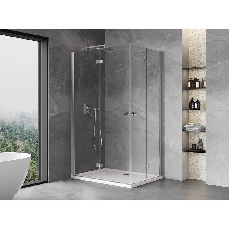 Mexen Mist-F Duo Left Folding Shower Cabin 115 x 80 cm, Transparent, Chrome - 8A6-115L-080P-01-00
