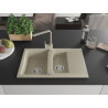 Mexen Gaspar 1.5-bowl granite sink with drainer and Rita kitchen faucet, beige - 6507-69-670300-69