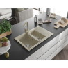 Mexen Gaspar 1.5-bowl granite sink with drainer and Rita kitchen faucet, beige - 6507-69-670300-69
