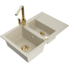 Mexen Gaspar 1.5-compartment granite sink with a drip tray and kitchen mixer tap Rita, Beige - 6507-69-670300-50