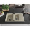Mexen Gaspar granite sink 1.5-bowl with drainer and Rita kitchen tap, beige - 6507-69-670300-70