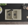 Mexen Gaspar 1.5-bowl granite sink with drainer and Rita kitchen faucet, beige - 6507-69-670300-70