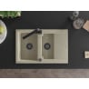 Mexen Gaspar granite sink 1.5-bowl with drainer and Rita kitchen tap, beige - 6507-69-670300-70