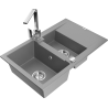 Mexen Gaspar 1.5-bowl granite sink with drainer and kitchen faucet Rita, gray - 6507-71-670300-00