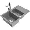 Mexen Gaspar granite sink 1.5-bowl with drainer and Rita kitchen faucet, gray - 6507-71-670300-00