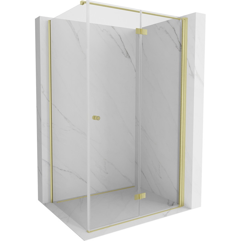 Mexen Mist-F folding shower cabin right 80 x 100 cm, transparent, brushed gold - 8A6T-080-100-55-00-P
