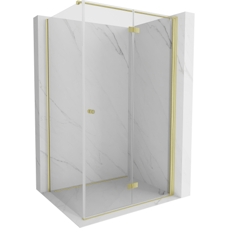 Mexen Mist-F folding shower cabin right 80 x 100 cm, transparent, brushed gold - 8A6T-080-100-55-00-P