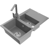 Mexen Gaspar granite sink 1.5-bowl with drainer and kitchen faucet Rita, gray - 6507-71-670300-71