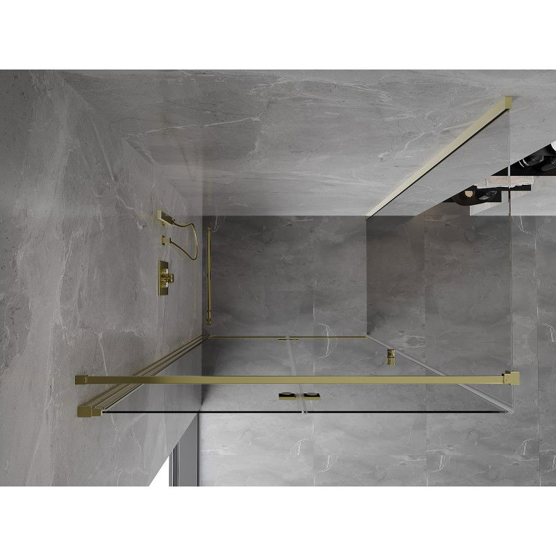 Mexen Mist-F folding shower cabin left 100 x 110 cm, transparent, gold - 8A6T-100-110-50-00-L
