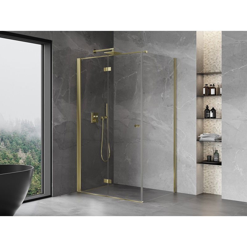Mexen Mist-F folding shower enclosure left 85 x 120 cm, transparent, gold - 8A6T-085-120-50-00-L