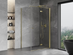 Mexen Mist-F foldable shower enclosure right 100 x 70 cm, transparent, gold - 8A6T-100-070-50-00-P