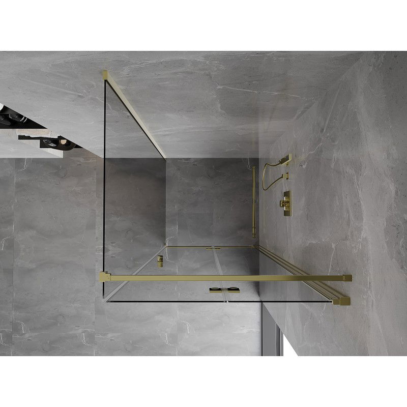 Mexen Mist-F Folding Shower Enclosure Right 75 x 75 cm, Transparent, Gold - 8A6T-075-075-50-00-P