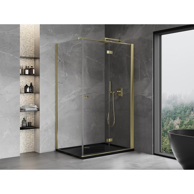 Mexen Mist-F folding shower enclosure right 90 x 85 cm, transparent, gold - 8A6T-090-085-50-00-P